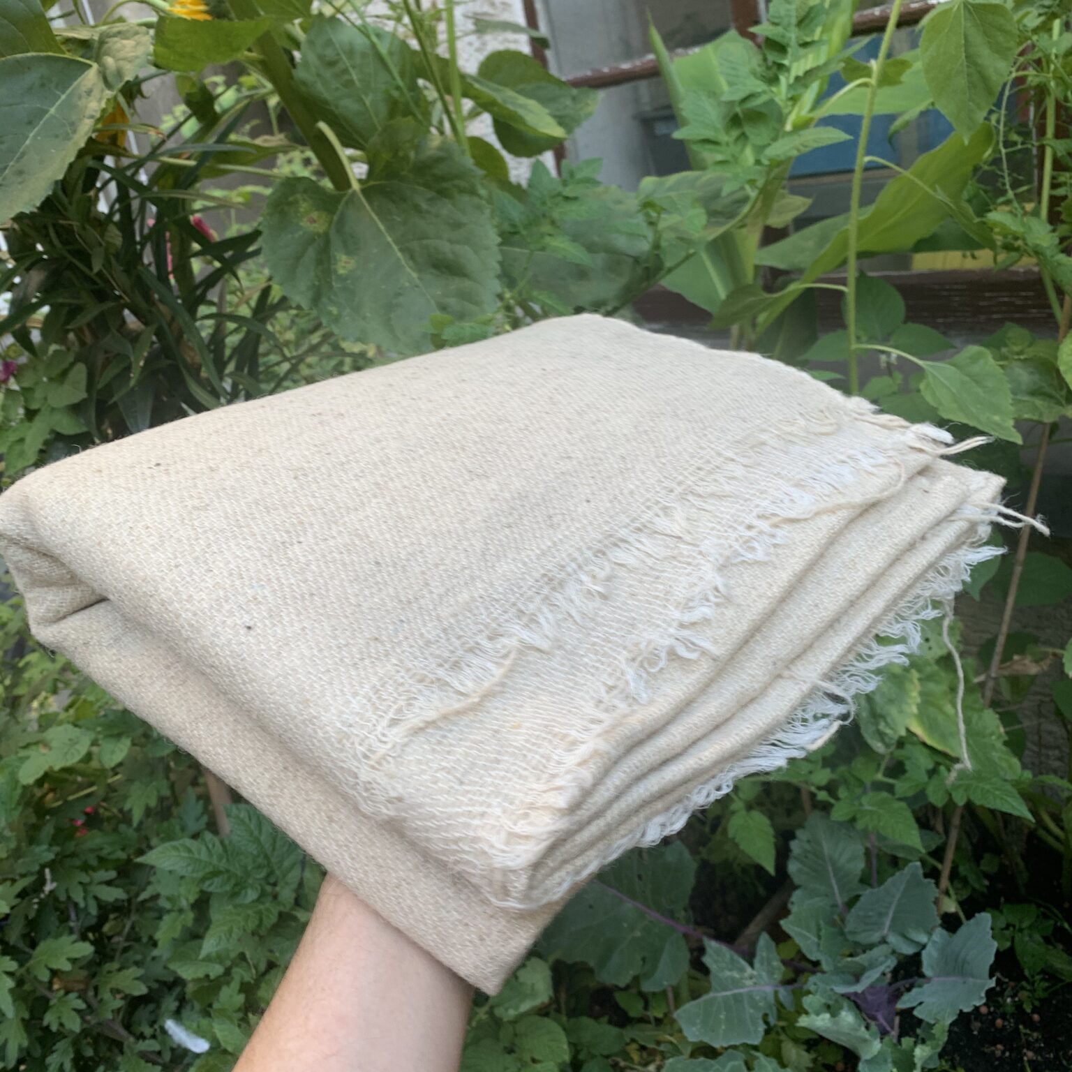 handwoven wool blanket (wool white) 140x220cm Naturtuche